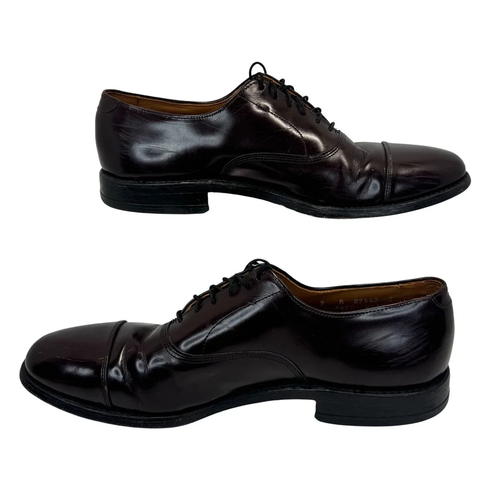 Allen Edmonds Park Avenue Oxford Shoes Leather Burgundy Dress Cap Toe Mens‎ 9 B